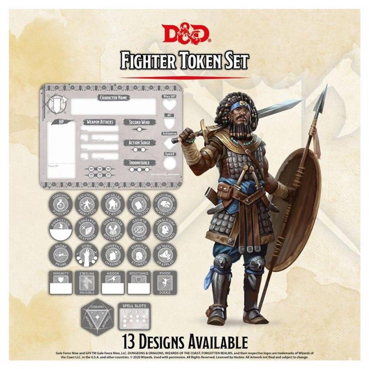D&amp;D: Fighter Token Set - Character RPG Set Dungeons &amp; Dragons