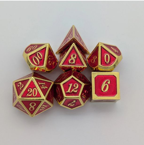 Metal Red and Gold Dice