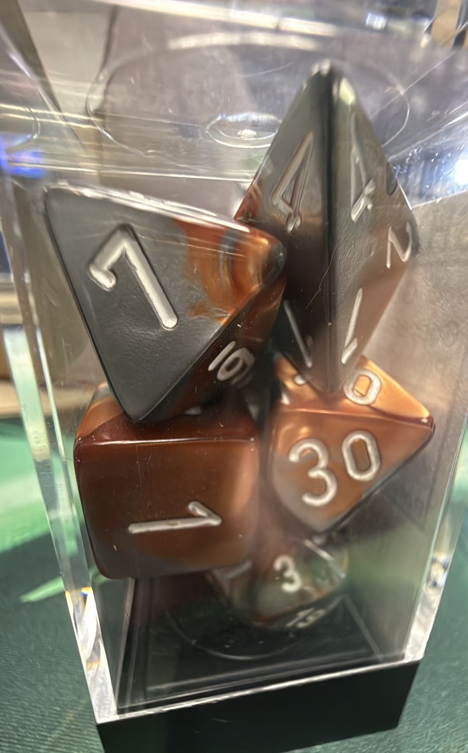Gemini Dice: Copper-Steel/White 7 set