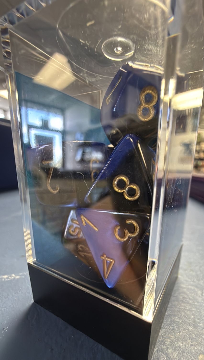 Gemini Dice: Black-Blue/Gold 7-set