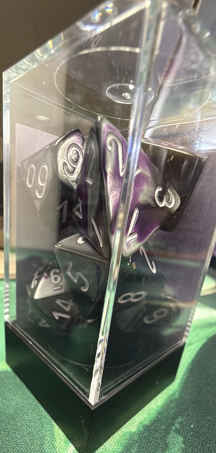 Gemini Dice: Purple-Steel/white 7 set
