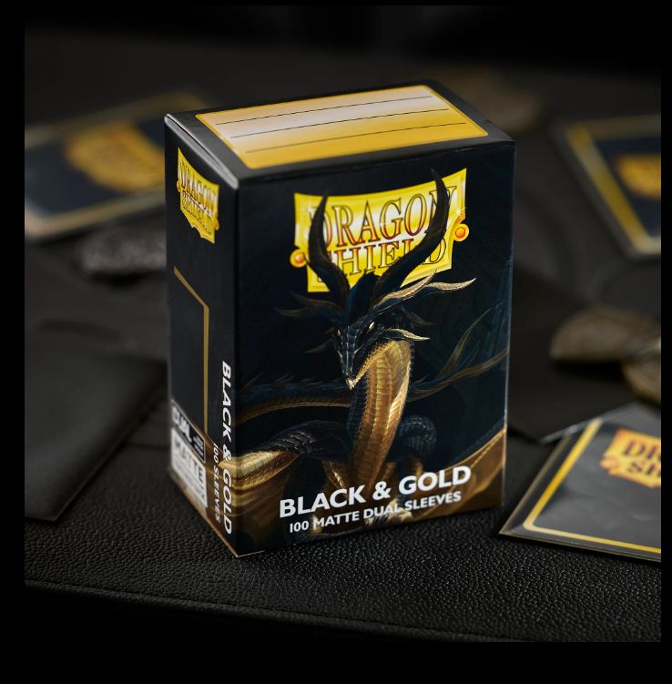Dragon Shield Dual Matte Standard Sleeves Black &amp; Gold