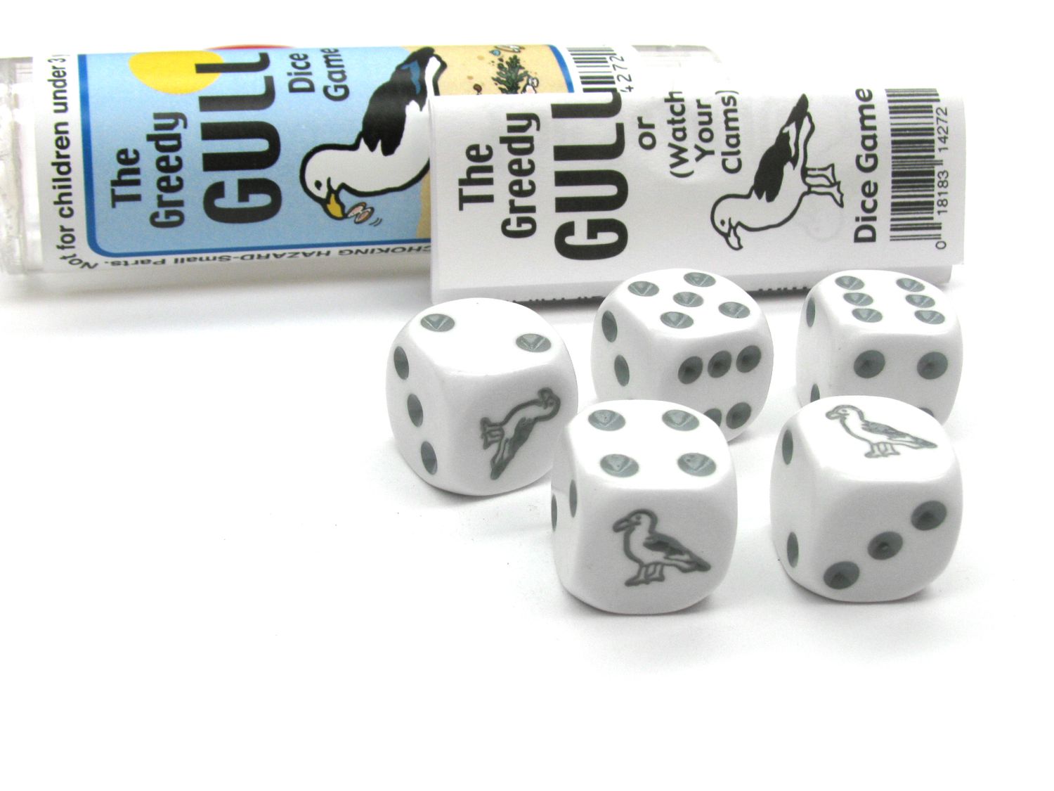 Koplow Games the Greedy Gull Dice Game 5 Dice Set with Travel Tube and Instructions