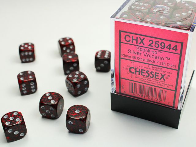 Speckled Silver Volcano 12mm d6 Dice Block (36 dice)