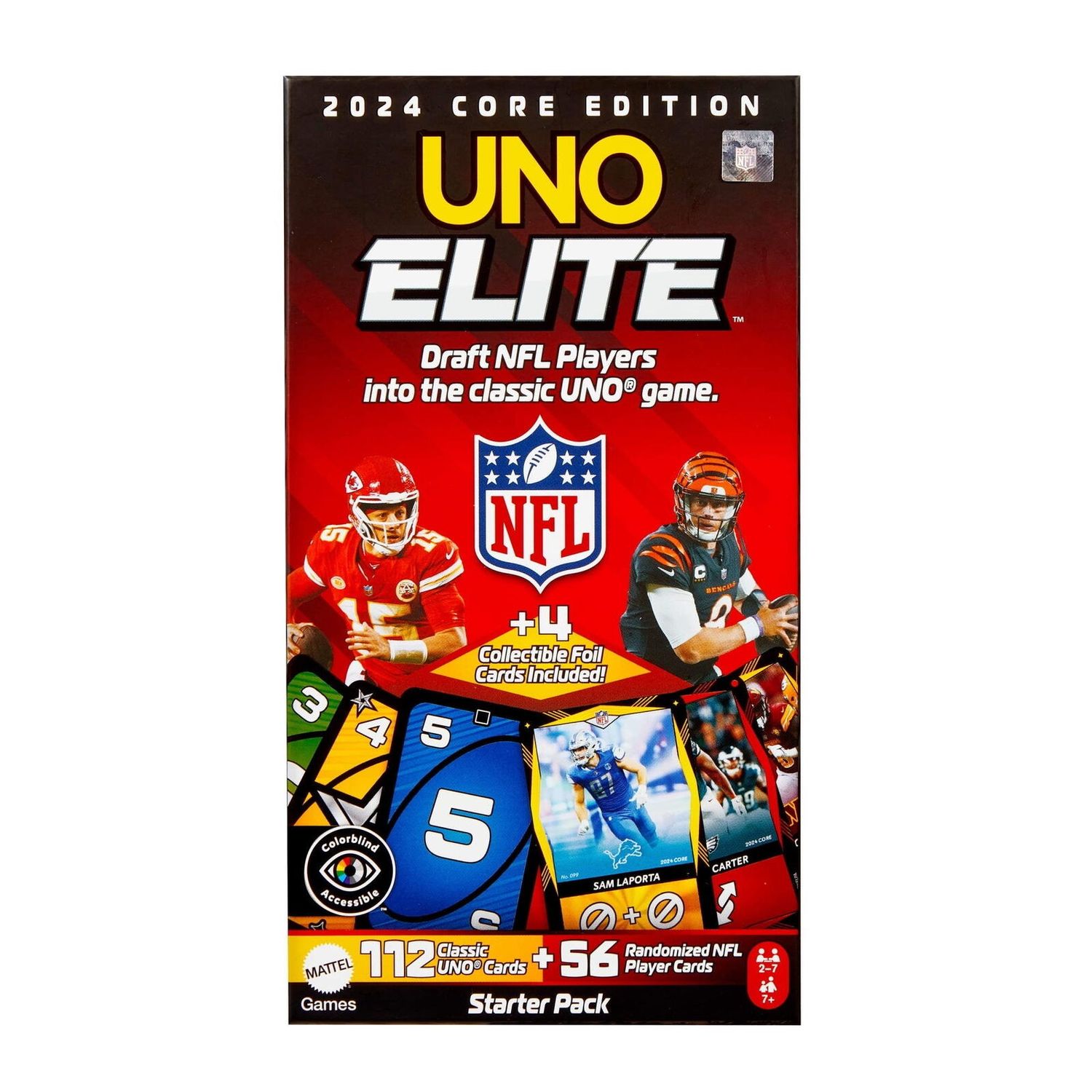 UNO Elite: NFL Collector Cards with 4 Surprise Foil Cards for UNO Game Play or Collection