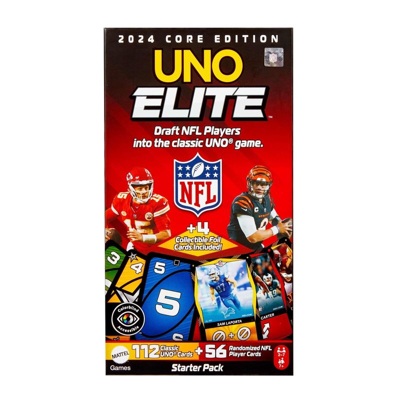 UNO Elite: NFL Collector Cards with 4 Surprise Foil Cards for UNO Game Play or Collection
