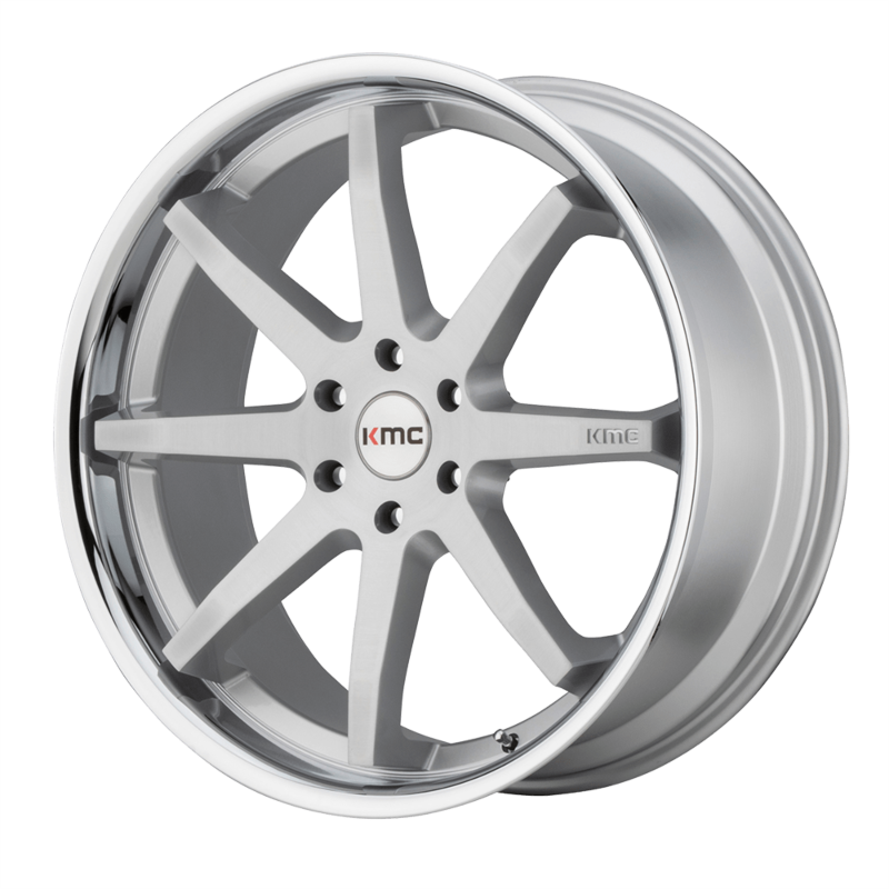 KMC KM715 Wheel – 20x9 – 6x114.3 (6x4.5) – +30 Offset – Brushed Silver with Chrome Lip