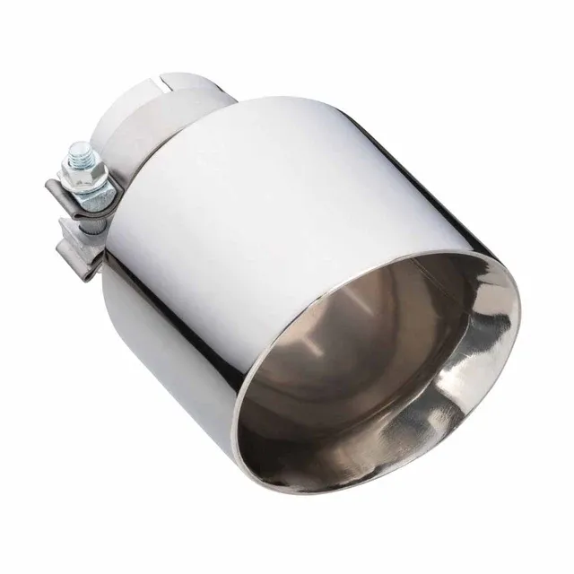 Angle Cut Inner Cone Exhaust Tip – 2.5” In / 5” Out – Polished SS304 – 8” Long (Clamp-On)