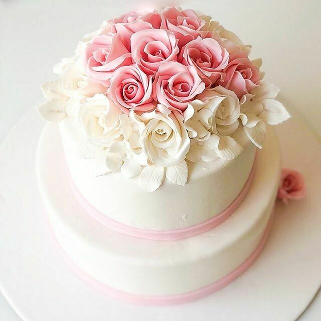 2 Tier Floral Wedding Cake