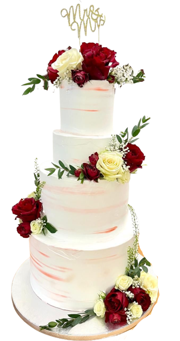 Red and white Theme Wedding Cake