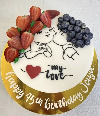 Hand sketch Couple cake