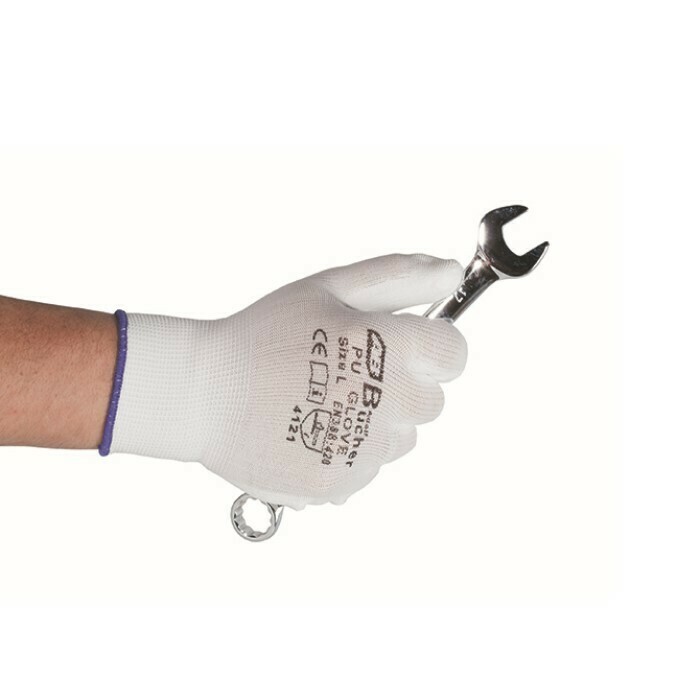 Перчатки нейлоновые с PU покрытием Белые Adolf Bucher, XL