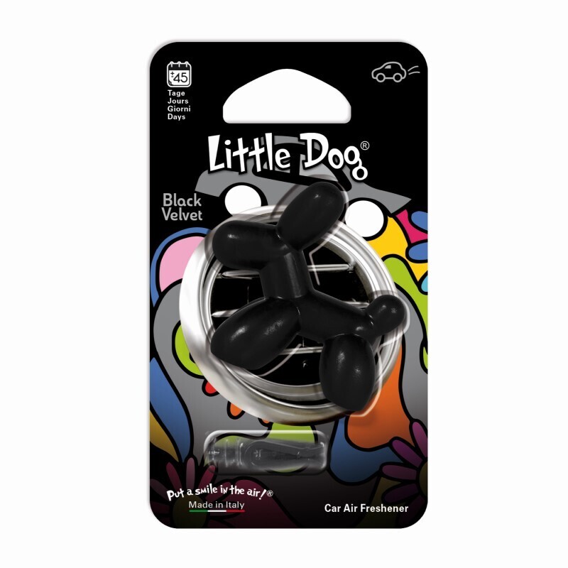 Ароматизатор для автомобиля в дефлектор собачка песик Little Dog Black Velvet, Черный бархат