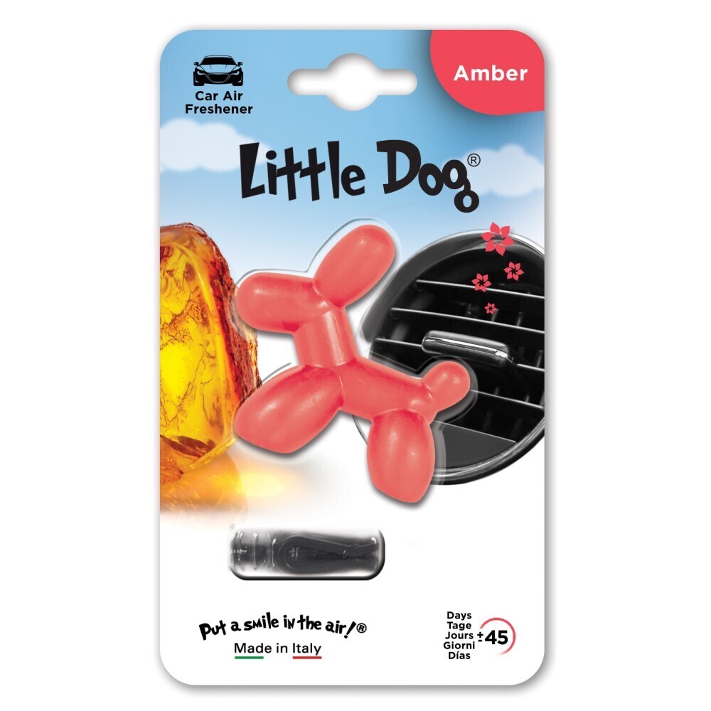 Ароматизатор для автомобиля на дефлектор маленькая собака Little Dog Amber, Амбра