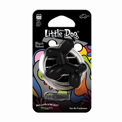 Ароматизатор для автомобиля на дефлектор маленькая собака Little Dog Black Velvet, Черный бархат
