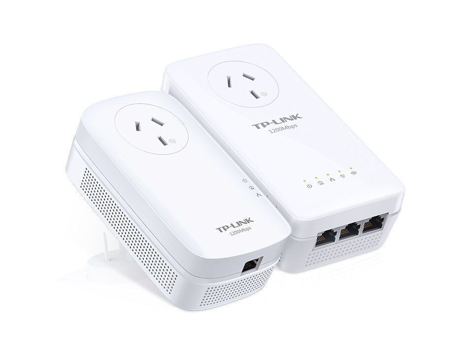 TP-Link TL-WPA8630P-KIT AV1200 1200Mbps Wi-Fi Passthrough Range Extender Powerline 3x1Gbps LAN 300m Range HomePlug AV2 2X2 MIMO Wi-Fi Clone Button
