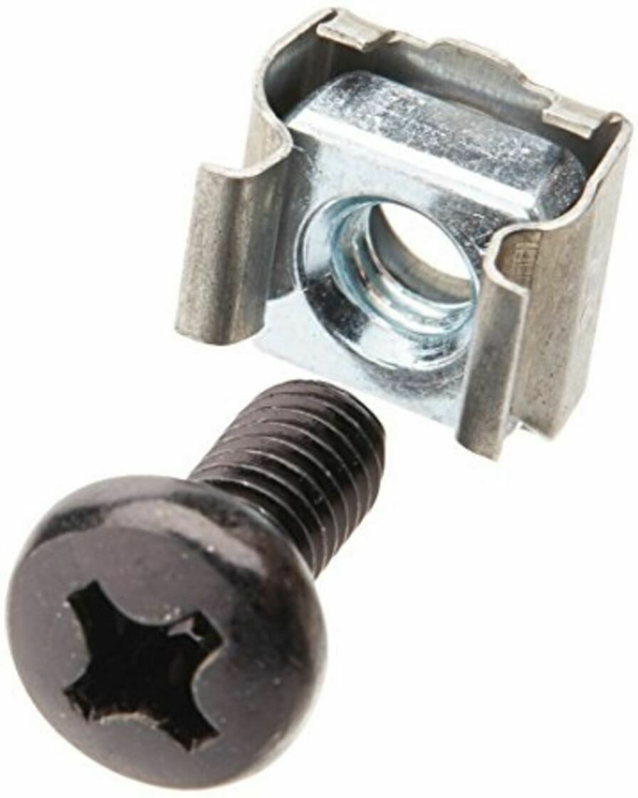 Astrotek M6 Cage Nuts &amp; Screws 1pc Pack Black Color Oxide Finish Phillips Drive Length Fully Threaded ~CAH-CAGENUT-40