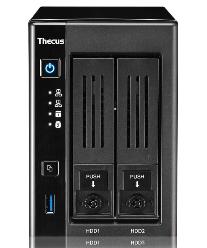 Thecus N2810 PRO 2Bay Tower NAS Cel N3150 Quad Core up to 2.08/4GB/RAID 0-1/2xGbE