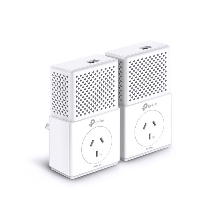 TP-Link TL-PA7010P-KIT AV1000 1000Mbps Gigabit Passthrough Powerline Starter Kit HomePlug AV2 1x1Gbps LAN 300m Pair Button Plug &amp; Play