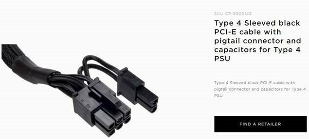 For Corsair CP-8920143 Type 4 Sleeved Black PCI-E Cable.