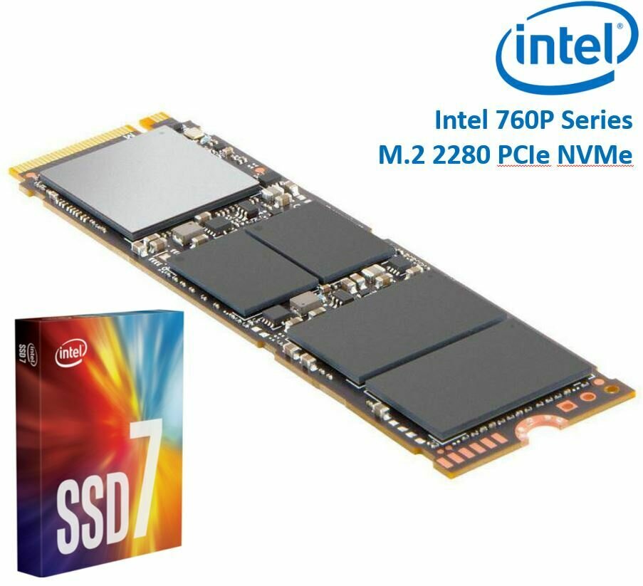 Intel 760P Series M.2 80mm 256GB SSD 3D2 TLC PCIe NVMe 3210/1315MB/s 205K/265K IOPS 1.6 Million Hours MTBF Solid State Drive 5yrs Wty ~HBI-600P-256GB