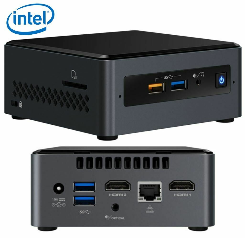 Intel NUC BOXNUC7CJYH4 mini PC J4005 2.7GHz 2xDDR4 SODIMM 2.5&#39; HDD 2xHDMI 2xDisplays GbE LAN WiFi BT 4xUSB3.0 2xUSB2.0 for Digital Signage POS