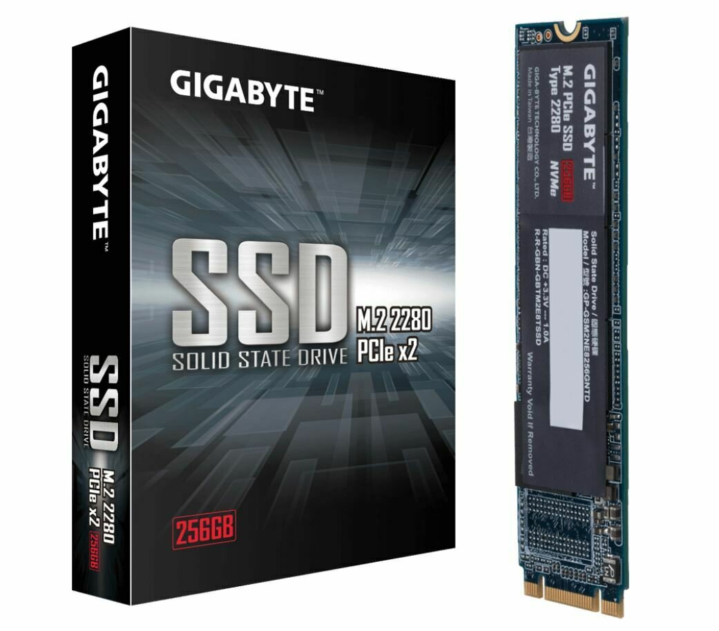 Gigabyte M.2 PCIe NVMe SSD 256GB 1200/800 MB/s 80K/150K IOPS 2280 80mm 1.5M hrs MTBF HMB TRIM &amp; S.M.A.R.T Solid State Drive 3yrs Wty