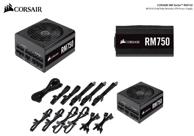 Corsair 750W RM 80+ Gold Fully Modular 135mm FAN ATX PSU 10 Years Warranty