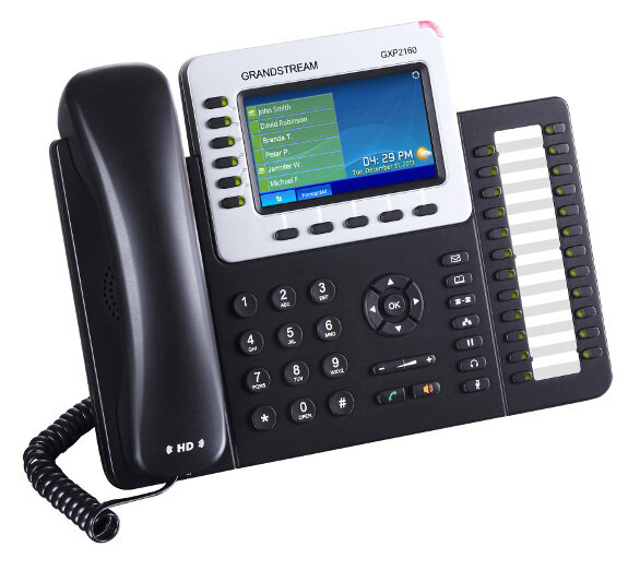 Grandstream GXP2160 HD PoE IP Phone 480x272 Colour LCD, 6 lines, Dual GbE, 5 program keys, 24 BLF keys, BT, EHS