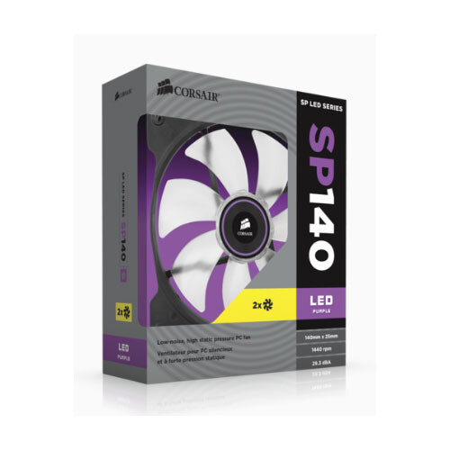 Corsair SP 140mm Fan with Purple  LED High Pressure Twin Pack!