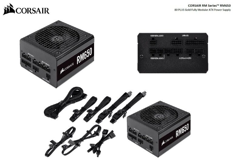 Corsair 650W RM 80+ Gold Fully Modular 135mm FAN ATX PSU 10 Years Warranty