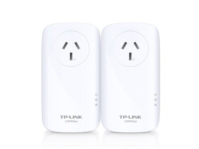TP-Link TL-PA8010PKIT AV1200Gigabit Passthrough Powerline StarterKit1200MbpsHomePlug AV2 1x1Gbps LAN Power Socket Line-Neutral/Line-Ground 2Ã—2MIMO