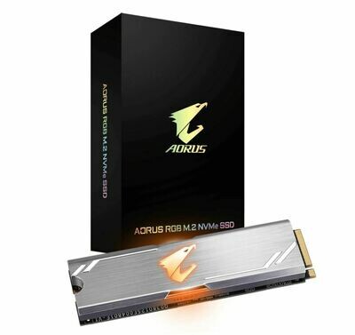 Gigabyte Aorus RGB M.2 PCIe NVMe SSD 256GB - 3D NAND TLC 3100/1050 MB/s 180K/240K IOPS Heatsink 1.8 Mil MTBF 5yrs Wty TRIM SMART AES 256