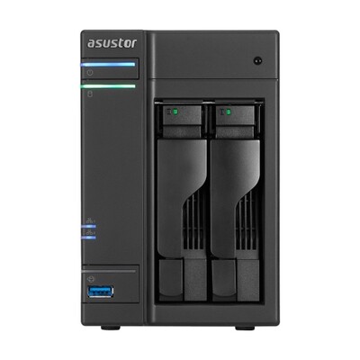 Asustor 2-Bay NAS, HDMI out, Intel Celeron Dual-Core, 2 GB SO-DIMM DDR3L, GbE x 2, USB 3.0 &amp; eSATA, WoL, System Sleep Mode, AES-NI hardware encryption