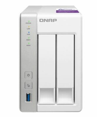 QNAP TS-231P NAS, 2-BAY (NO DISK), 1GB, AL-212 DUAL CORE, USB 3.0(3), GbE(2), TWR, 2YR