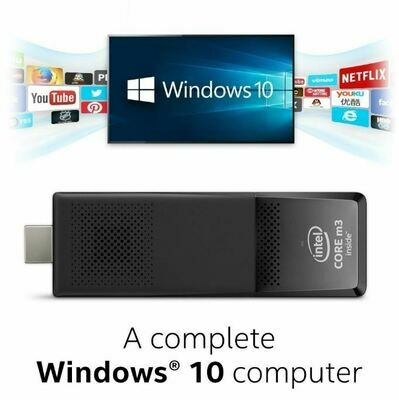Intel BOXSTK2M3W64CC Compute Stick Mini PC Windows 10 Home Quad-Core m3-6Y30 2.2GHz 4GB DDR3L 64GB eMMC HDMI MicroSD WiFi BT 3xUSB Portable Plug&amp;Play