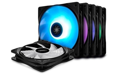 Deepcool RF 120M 120mm High Brightness RGB Fans (5 Fans &amp; 2 Fan Hubs, Sync Cable)