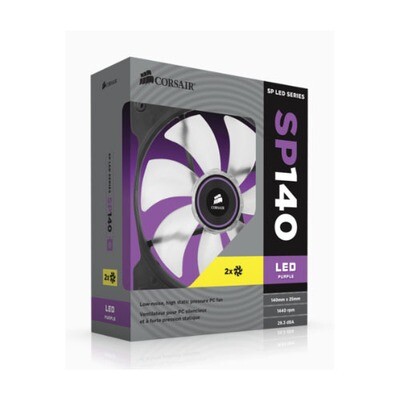 Corsair SP 140mm Fan with Purple  LED High Pressure Twin Pack!