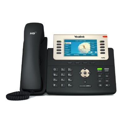 Yealink T29G 6 Line IP phone, 480x272 LCD, 27 Program keys/BLF/XML/PoE/HDVEHS support/Dual Gigabit Ports. 1 USB Port for BT40.
