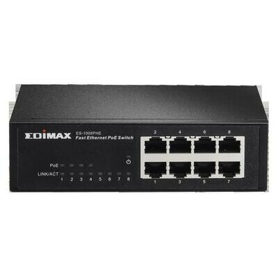 Edimax 8 Port 10/100 POE Switch 85W, 4X POE/4X 10/100/Desktop