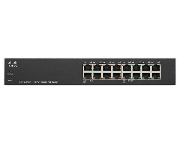 Cisco SG 110 16-Port Gigabit Unmanaged Switch 8 PoE Ports 64 Watts