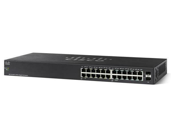 Cisco SG 110 24-Port Gigabit Unmanaged Switch 12 PoE Ports 100 Watts 2 combo Gb SFP Slots