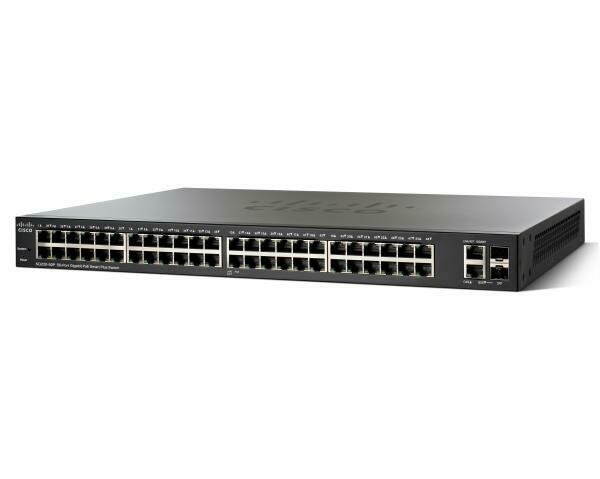 Cisco SG 220 48-Port Gigabit Smart Switch 48 PoE+ Ports 375 Watts, 2 GbE &amp; 2 combo Gb SFP Slots