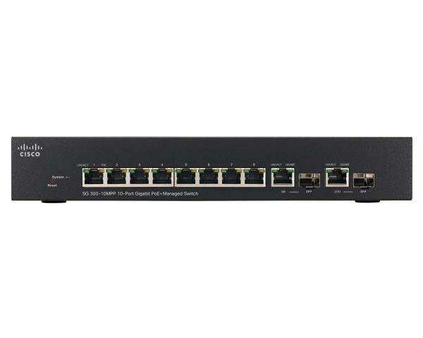 Cisco SG350-10MP 10-Port Gigabit Managed Switch 8 PoE+ Ports 128 Watts 2 GbE &amp; 2 combo Gb SFP Slots
