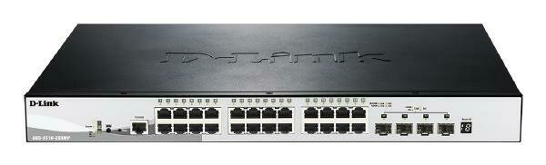 D-LINK 28-Port Gigabit SmartPro Stackable 370W PoE Switch with 24 RJ45 and 4 SFP+ 10G Ports