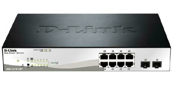 D-LINK DGS-1210-10P 10-Port Gigabit WebSmart PoE Switch with 8 PoE UTP and 2 SFP Ports