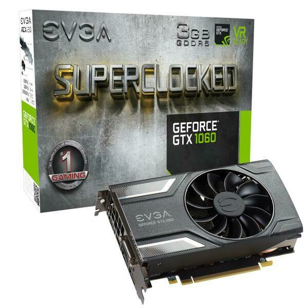 EVGA GeForce GTX1060 SC Gaming Graphics Card, 3GB GDDR5, PCIE, Full Height, ACX 2.0 (Single Fan), DVI-D, DP x3, HDMI, Max 4 Outputs