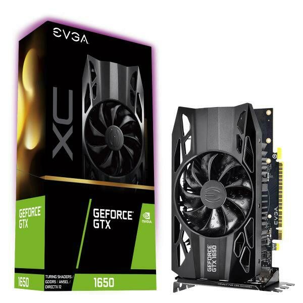 EVGA Geforce GTX1650 XC Gaming Graphics Card, 4GB GDDR5, PCIE, Full Height, Single Fan, DP x 2, HDMI, Max 3 Outputs