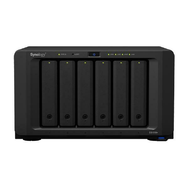 Synology DiskStation DS1618+ 6-Bay 3.5&quot; Diskless 4xGbE NAS (Tower) (SMB), Intel Atom Quad Core 2.1GHz,4GB RAM,3xUSB3,2x eSATA, Scalable.3 year Wty