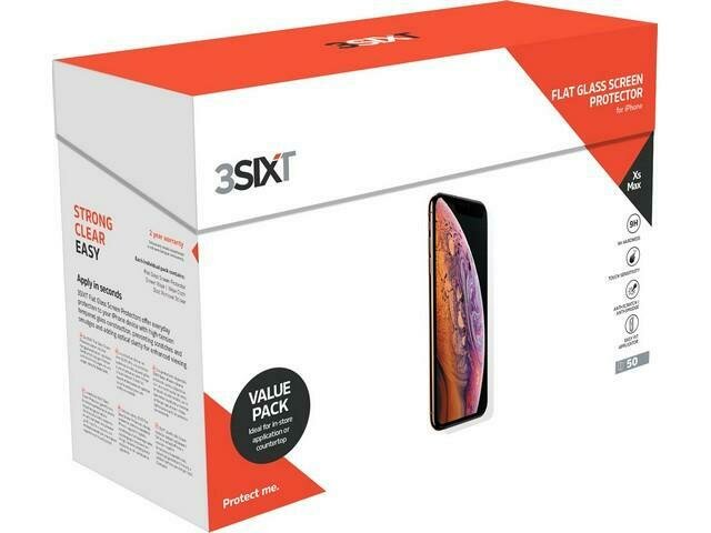 3SIXT Screen Protector Flat Glass - iPhone XS Max Bulk 50 Pk